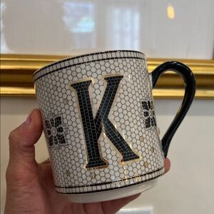 Anthropologie Mug ☕️🧘with Black Handle